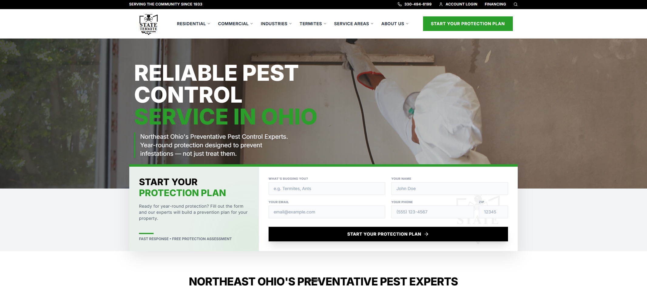 State Termite modern website redesign screenshot